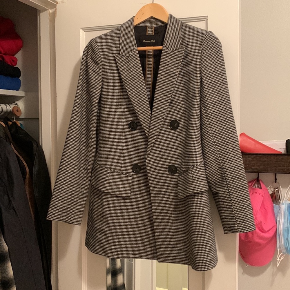 Size 6 Massimo Dutti Oversize Houndstooth Blazer